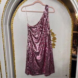 🐬🌸 Midnight Sun Alexia Admor Sequin Dress Pink Size M Anthropologie Zara Larsson